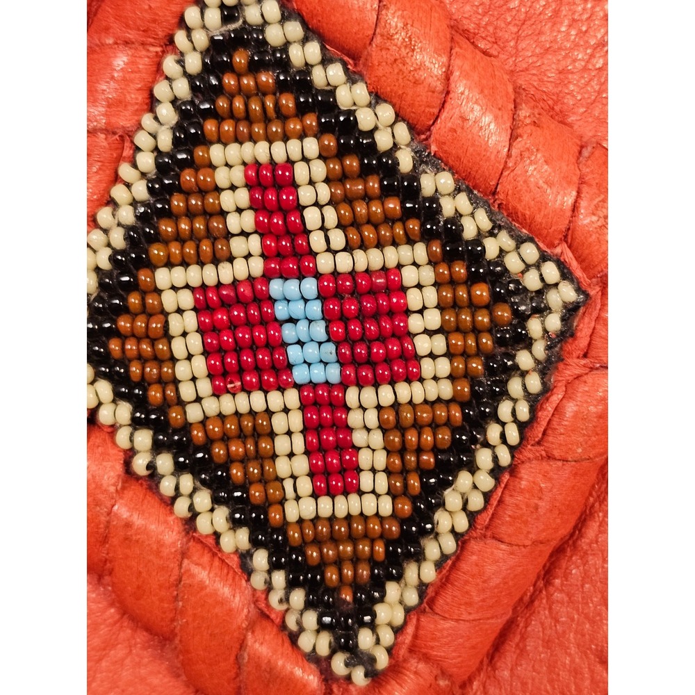Creations In Leather By Richie Orange Deerskin Fringe Beaded Western Jacket S - Picture 6 of 16